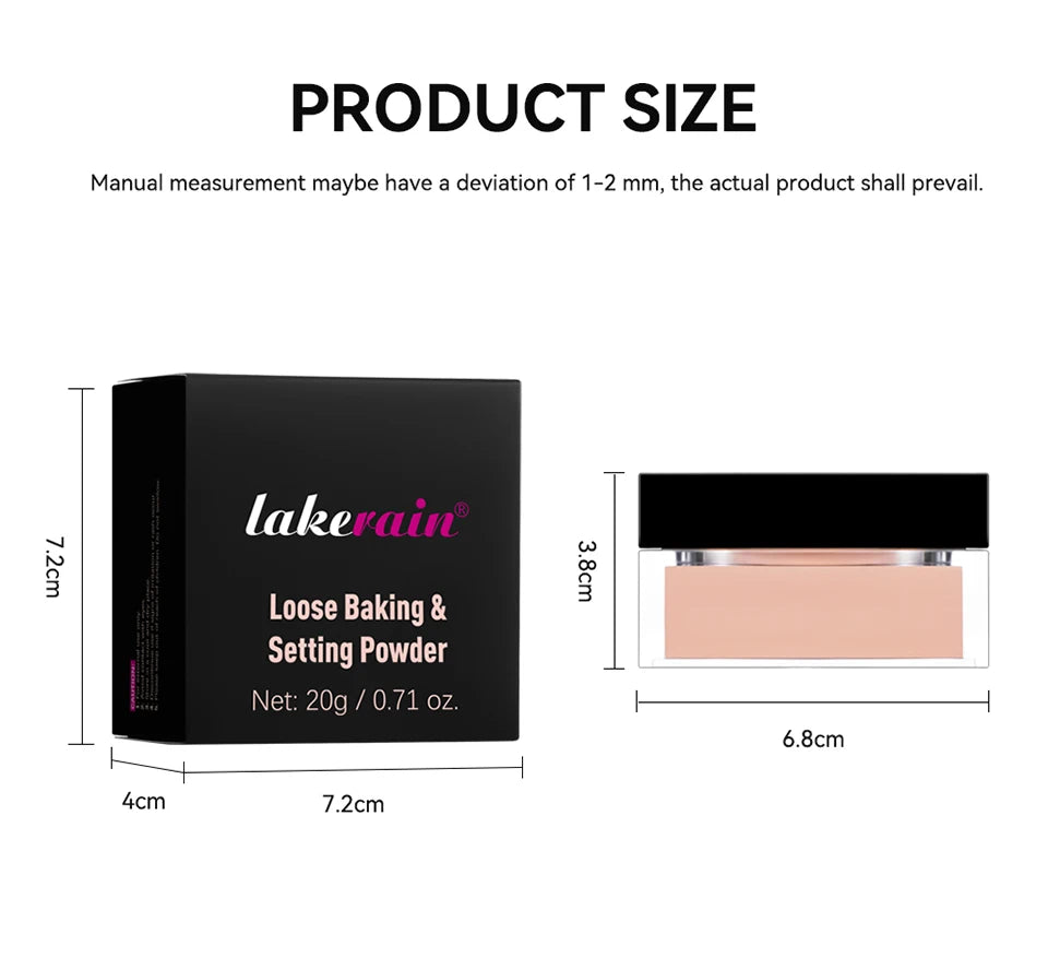 Loose Baking&amp;Setting Powder Long Lasting Oil Control Natural Face Matte Waterproof BrighTening Loose Powder Makeup Cosmetics