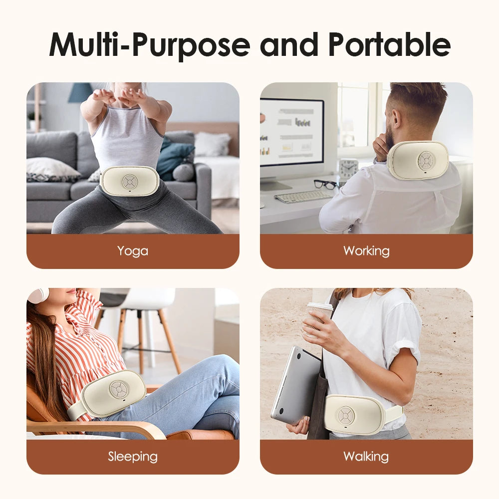 Electric Abdominal Massager Bian Stone Kneading 2-Level Heat Fat Burner 3-Intensity Modes Anti-Cellulite Belly Shaking Remover