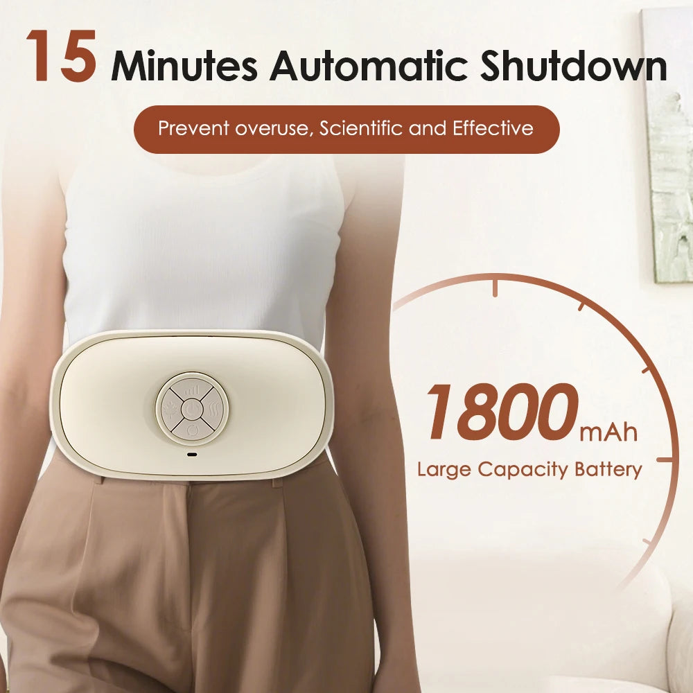 Electric Abdominal Massager Bian Stone Kneading 2-Level Heat Fat Burner 3-Intensity Modes Anti-Cellulite Belly Shaking Remover