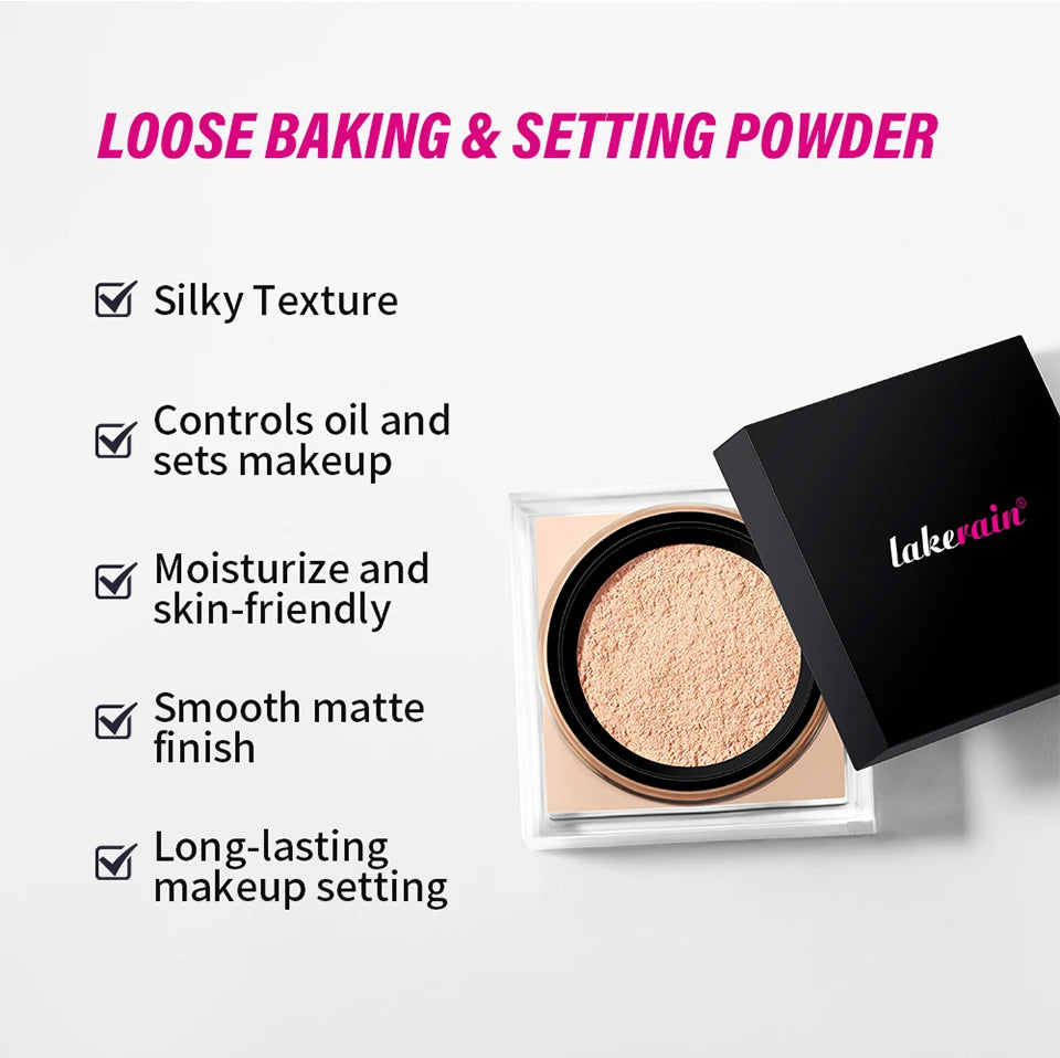 Loose Baking&amp;Setting Powder Long Lasting Oil Control Natural Face Matte Waterproof BrighTening Loose Powder Makeup Cosmetics