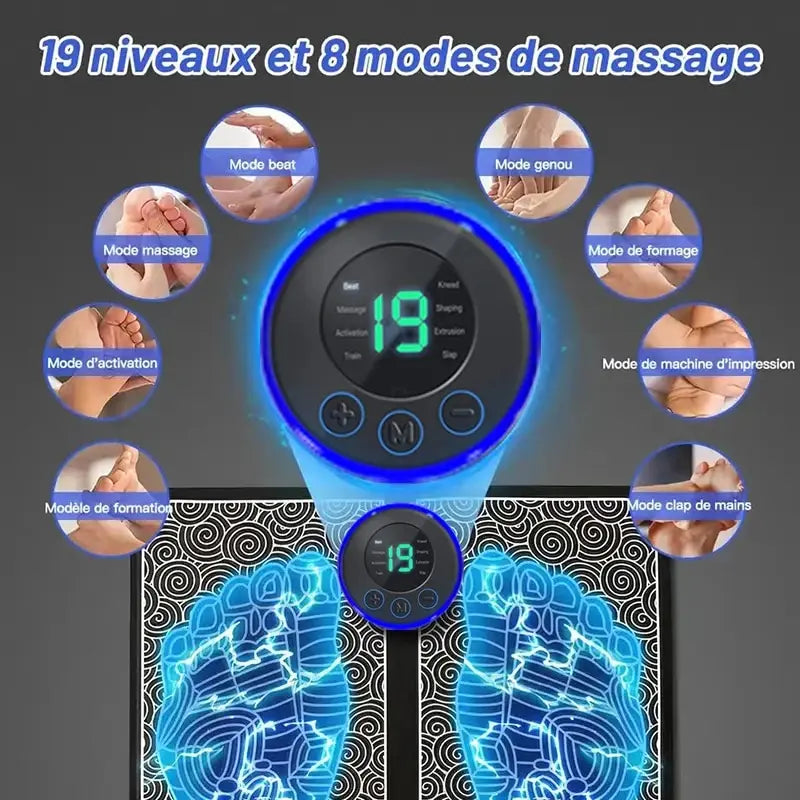 Foot Massager Stimulation Pad Electric Foot Massage With Remote 8 Mode 19 Levels of Strength Lightweight Relieve Foot Pressure