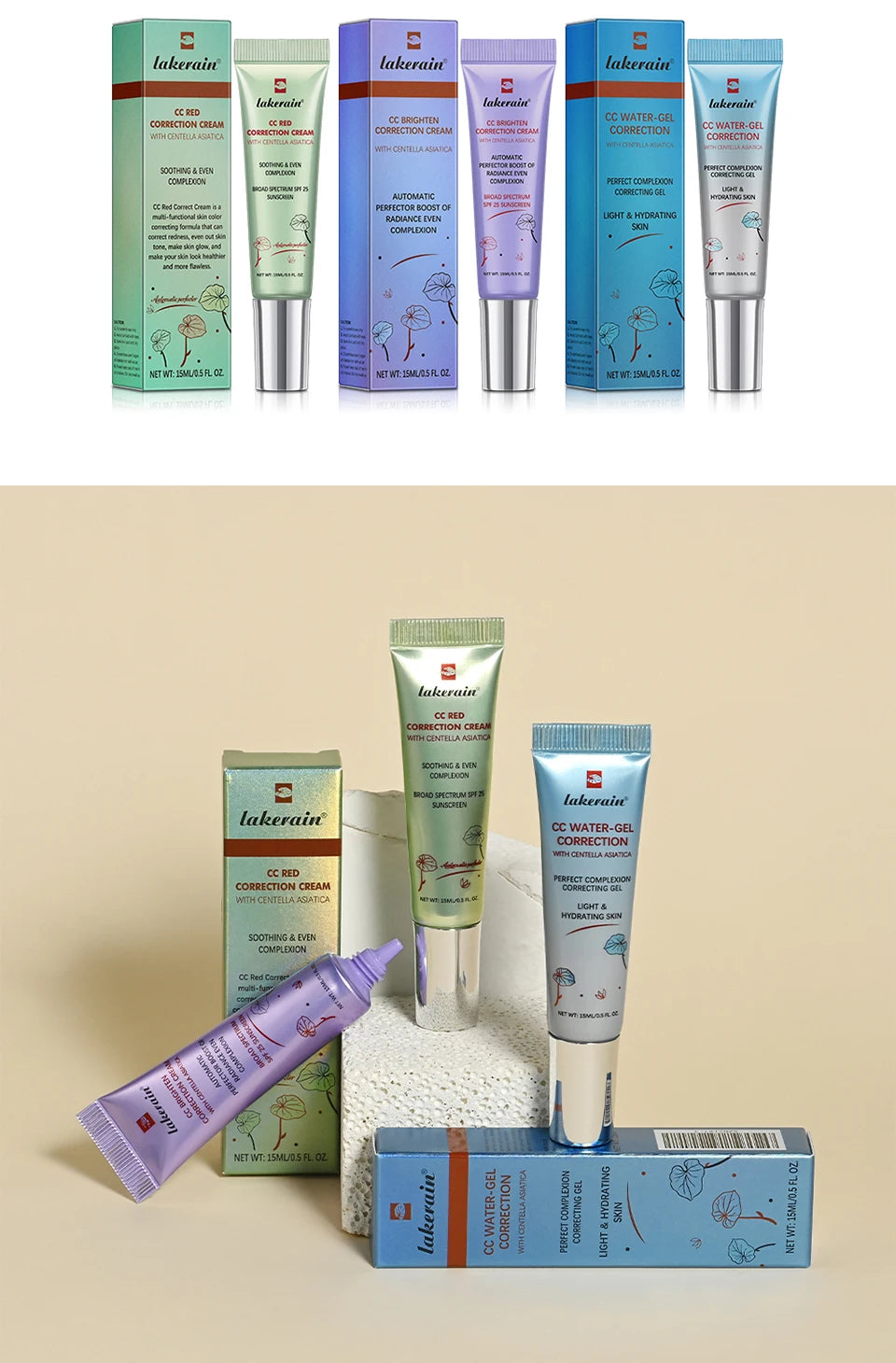 Moisturizing Correcting CC Cream Waterproof Anti-sweat Makeup Before Concealer Lasting Women Makeup Protect Skin erborian Make