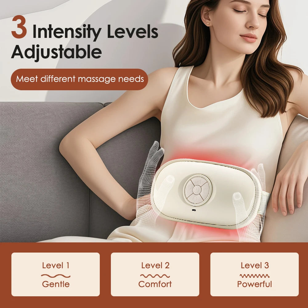 Electric Abdominal Massager Bian Stone Kneading 2-Level Heat Fat Burner 3-Intensity Modes Anti-Cellulite Belly Shaking Remover
