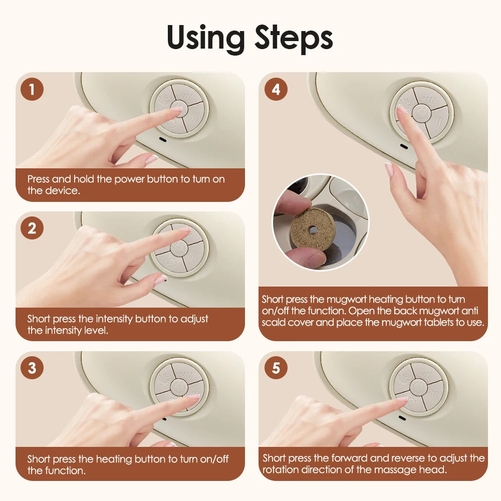 Electric Abdominal Massager Bian Stone Kneading 2-Level Heat Fat Burner 3-Intensity Modes Anti-Cellulite Belly Shaking Remover