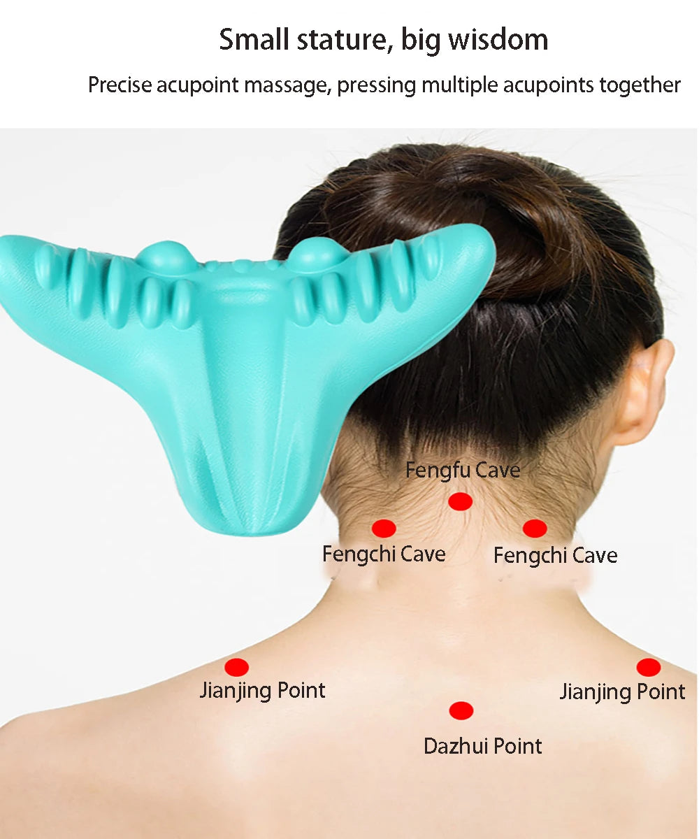 Neck Shoulder Stretcher Relaxer Cervical Chiropractic Traction Device Massage Pillow for Pain Relief Cervical Spine Alignment