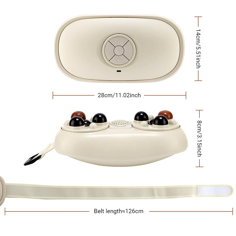 Electric Abdominal Massager Bian Stone Kneading 2-Level Heat Fat Burner 3-Intensity Modes Anti-Cellulite Belly Shaking Remover